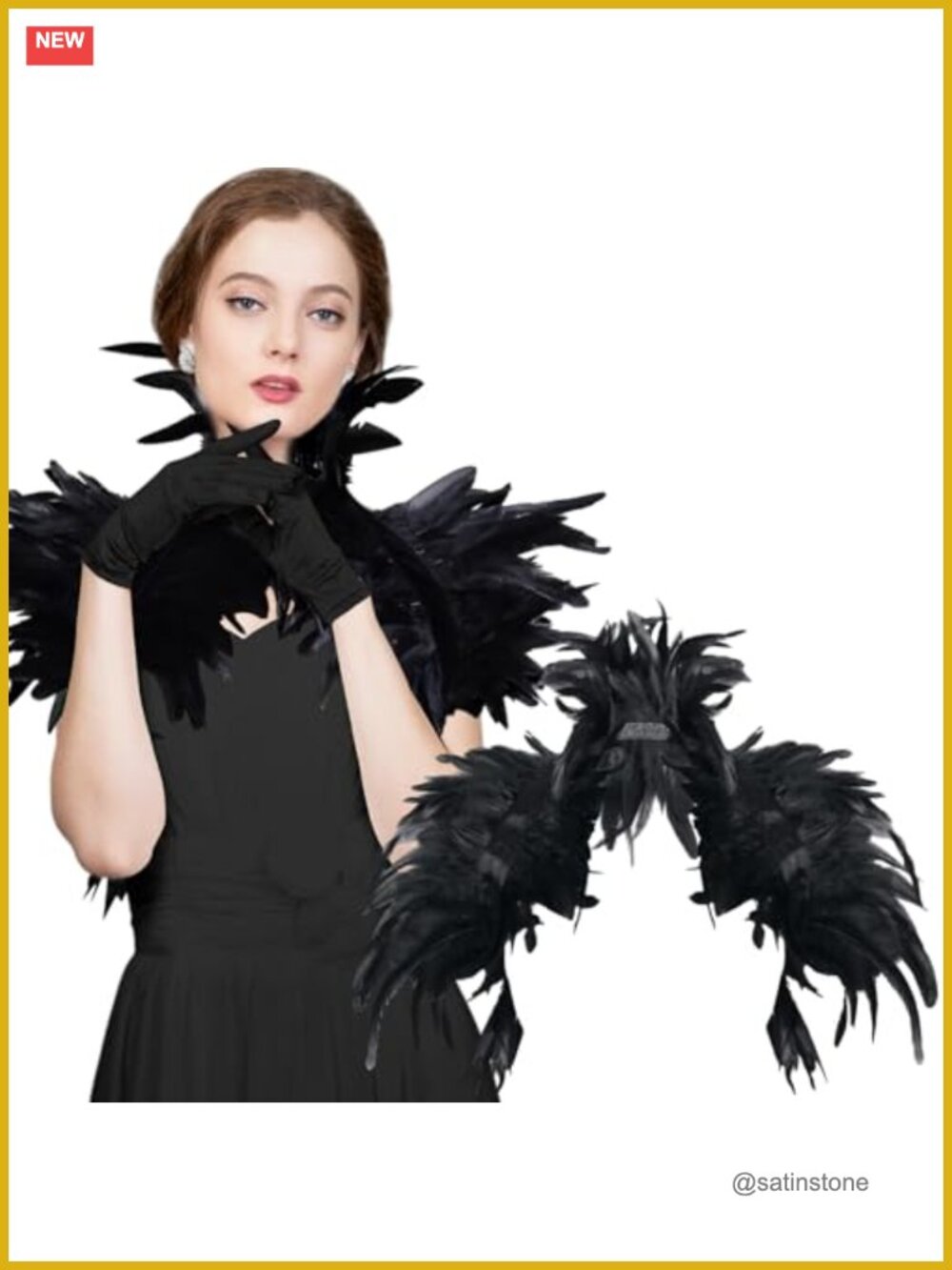 Real Natural Feather Shrug Shawl Victorian Collar Wrap Cape
